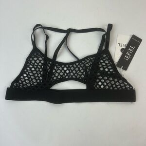 Iefiel Black Fishnet Bralette, Medium